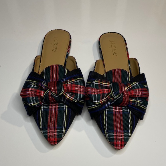 J. Crew Tartan Plaid Bow Mules Red, Blue, and Green Size 7 - Picture 2 of 6